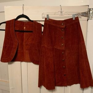 1960’s high waisted skirt and vest set Suade